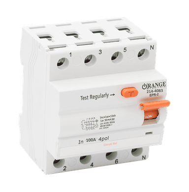 10KA 100Amp. 4Pole 100mA, 240V RCCB 