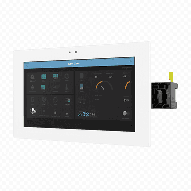 8" touch screen to control Ubie apps and videophone. White Housing